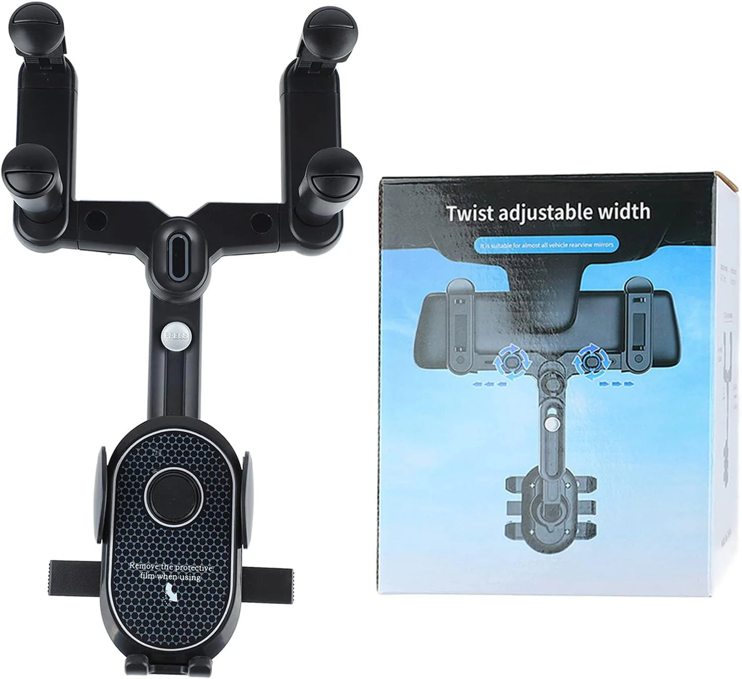 Twist Phone Holder For Car, Rearview Mirror Car Holder With 360 Rotating View