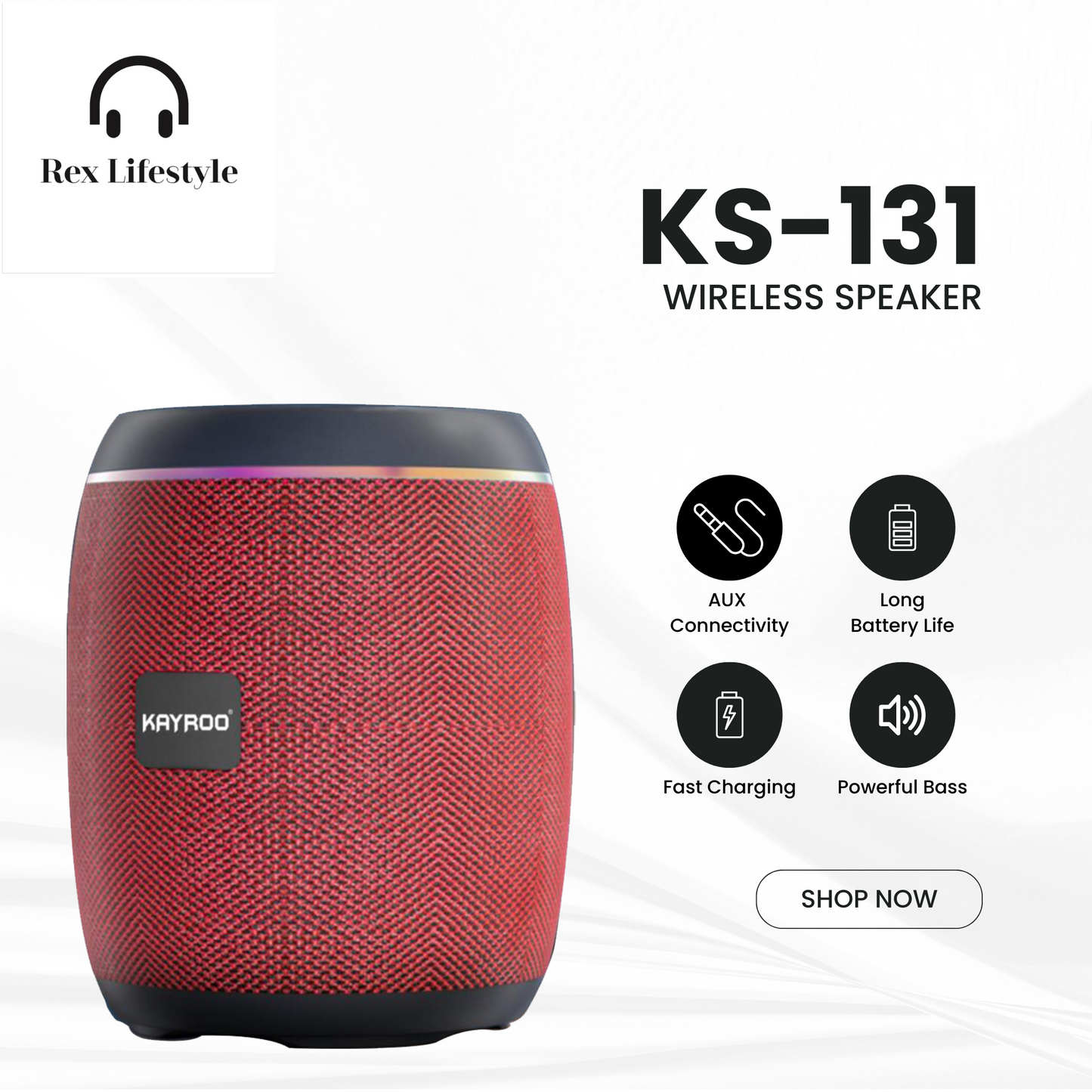 Kayroo KS-131 Wireless Speaker, Mega BASS , USB and AUX Connectivity