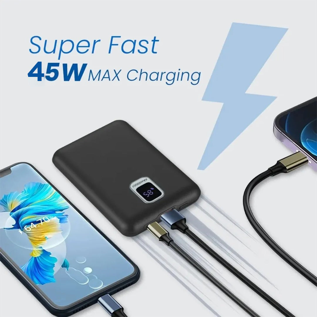 KAYROO PB-40 10000mAh 45W PD+Quick Charge 3.0 Fast Charging Slim & Compact Powerbank, 45W Fast Charging, USB & Type C Output, Power Delivery, Quick Charge for iPhone, Android & Other Devices