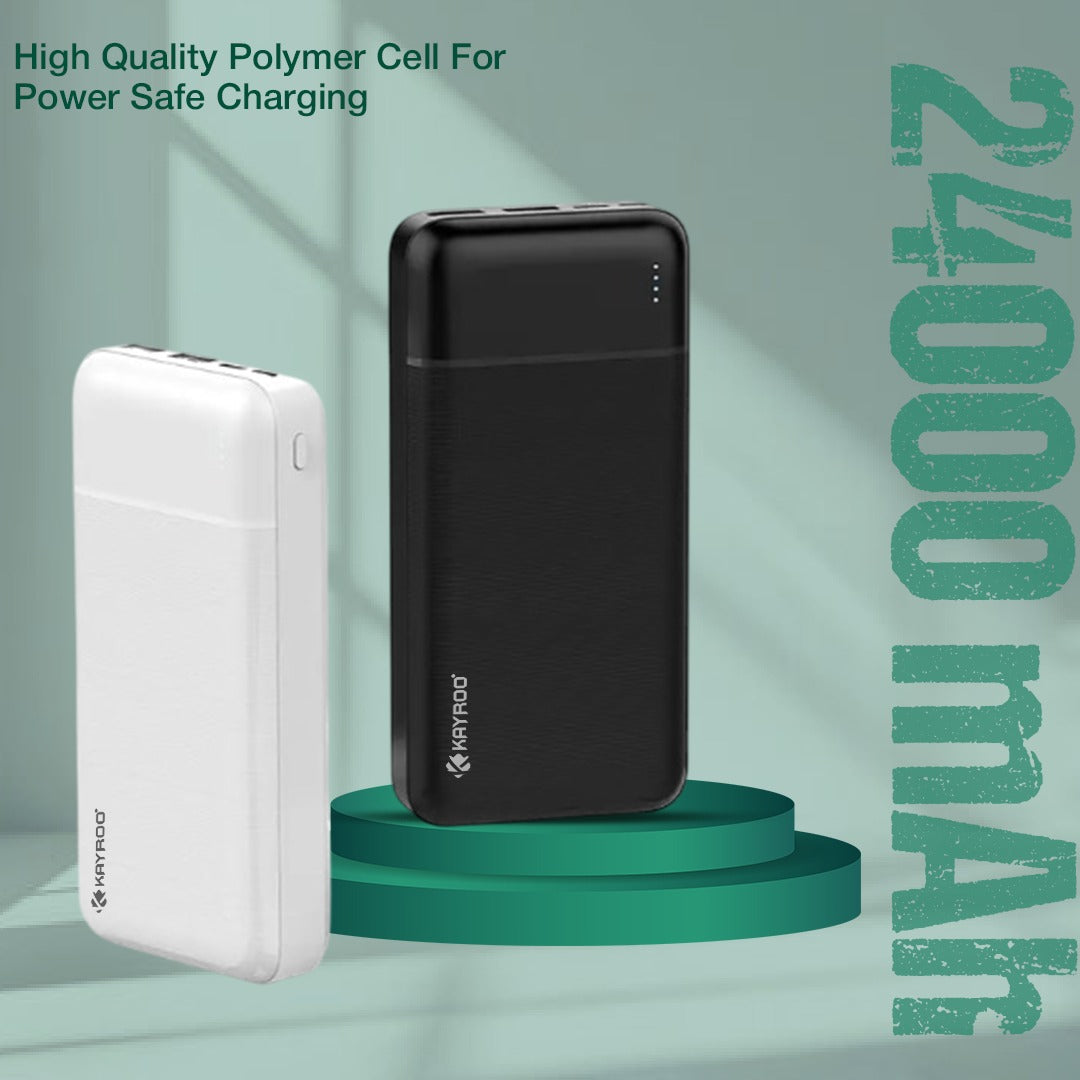 KAYROO PB-43 240000mAh 22.5W 3A Mega Powerbank, Fast Charging Technology, Dual USB+ Type-C Port, Power Delivery, Quick Charge for iPhone, Android & Other Devices, Cable Included